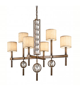 Colgante celestial, bronce y cristal, 3 bombillas.