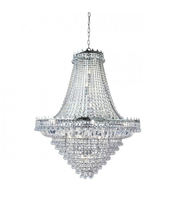 Lampada a sospensione Versailles a 19 luci, in cromo e cristallo