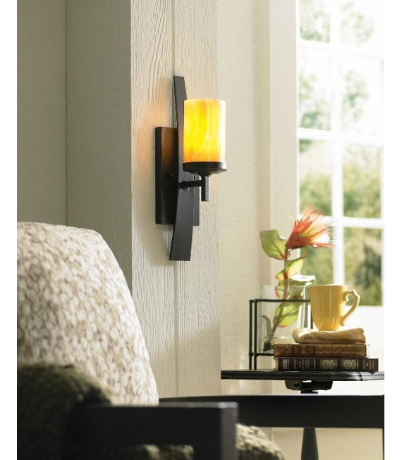 Kyle Lampe, Schmiedeeisen und Onyx, 2 Glühbirnen