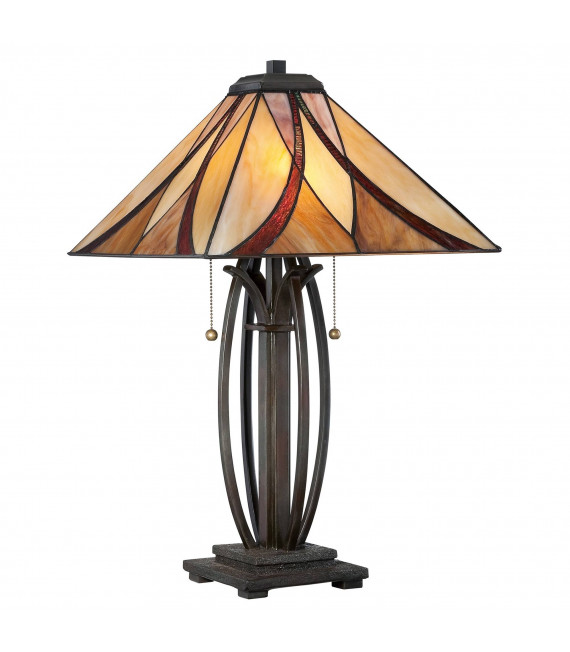 Lampada da soffitto Asheville, bronzo e vetro Tiffany