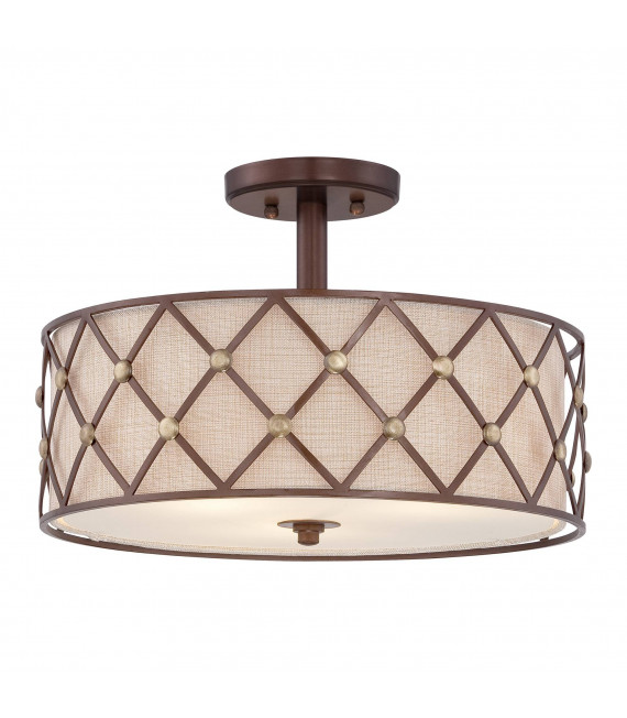 Lámpara colgante Brown Lattice, cobre, 4 bombillas