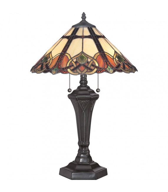 Lampada da soffitto Cambridge, bronzo vintage e vetro Tiffany