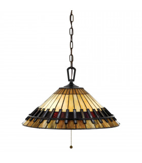 Lampada da soffitto Cambridge, bronzo vintage e vetro Tiffany