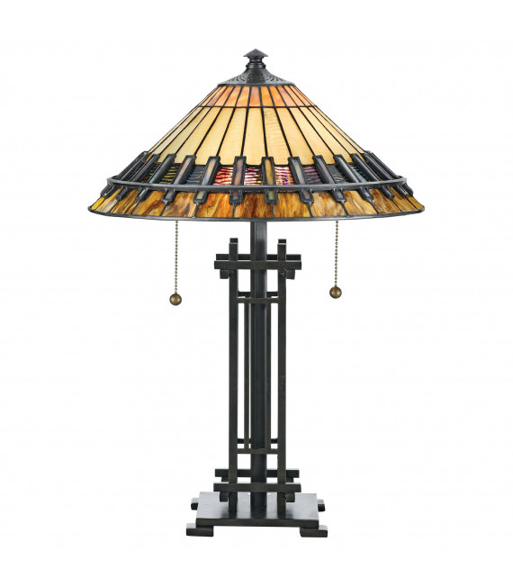 Chastain Pendelleuchte, Vintage Bronze und Tiffany Glas