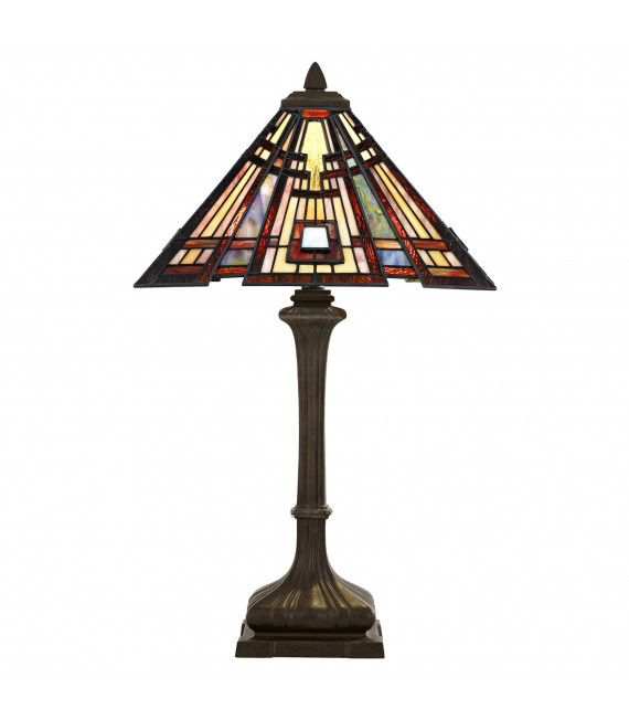 Chastain Lampe, Vintage Bronze und Tiffany Glas