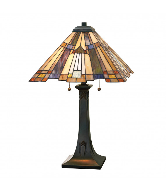 Lampada da terra Inglenook, bronzo e vetro Tiffany