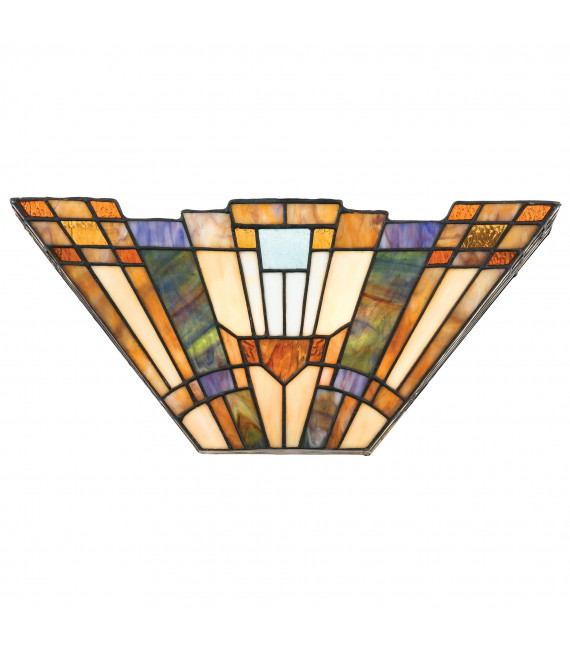 Inglenook Lampe, Bronze und Tiffany Glas