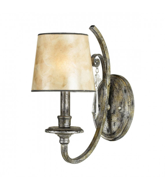 Suspension Kendra, argent tacheté et abat-jour perle, 1 ampoule