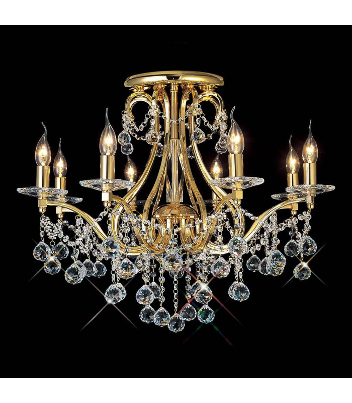 Bianco Plafón 8 luces oro / cristal