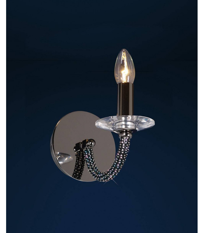 Elena aplique con interruptor 1 bombilla cromo negro / cristal