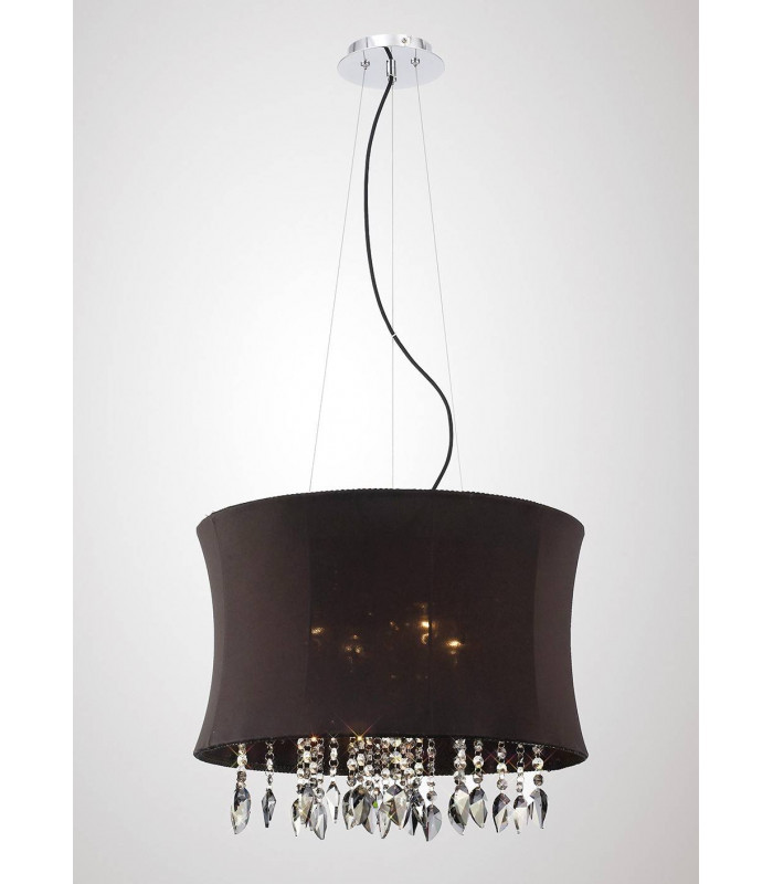 Colgante Niki de 4 luces con cromo negro pulido / pantalla de cristal ahumado