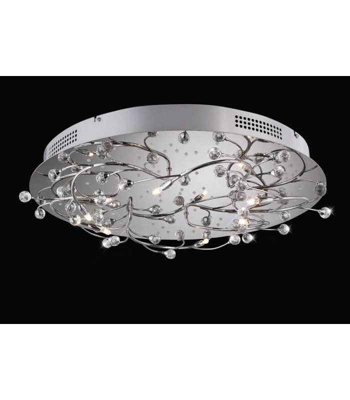 Plafón Fia redondo 6 Bombillas con LED blanco cromo pulido / cristal