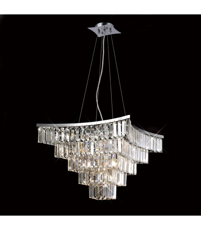 Colgante Gianni 9 bombillas cromo pulido / cristal