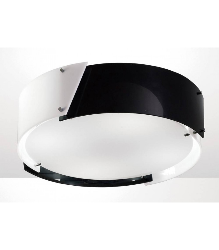 Lámpara de techo Dakota Small de 4 focos, cromo pulido / negro y blanco arílico