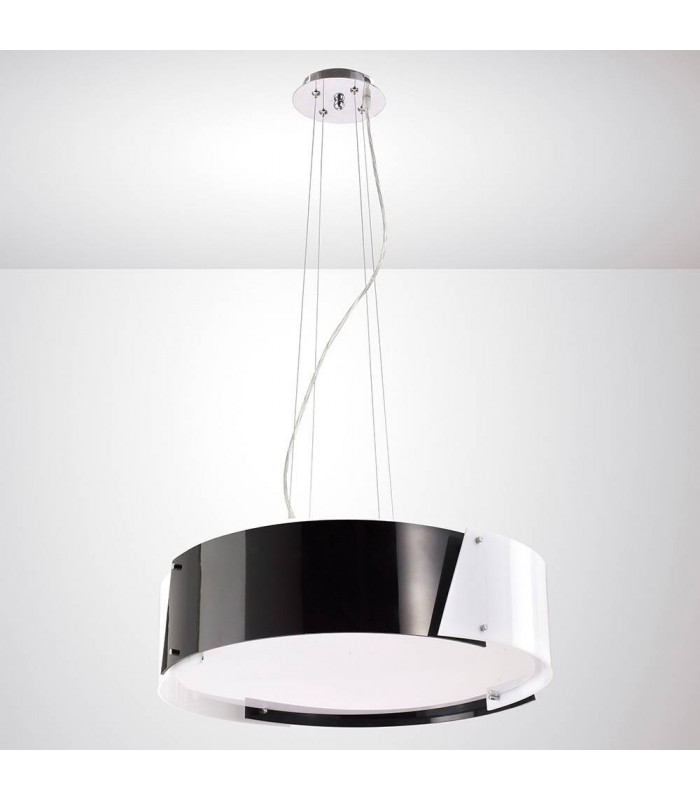 Dakota Small lámpara colgante de 4 focos cromo pulido / negro y blanco arílico