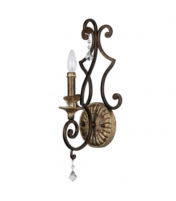 Pendente Marquette, bronzo e cristallo, 3 lampadine