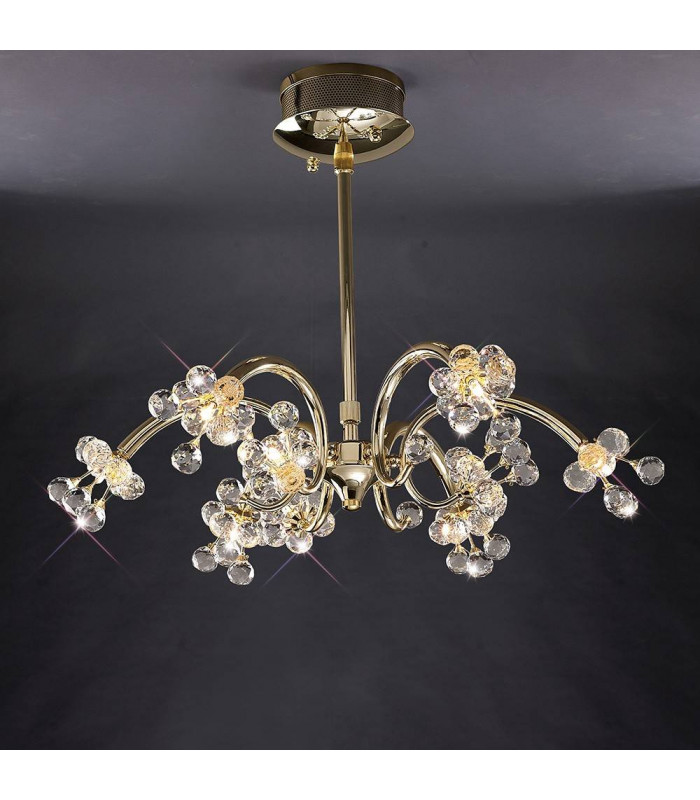 Octavia colgante 9 bombillas oro / cristal