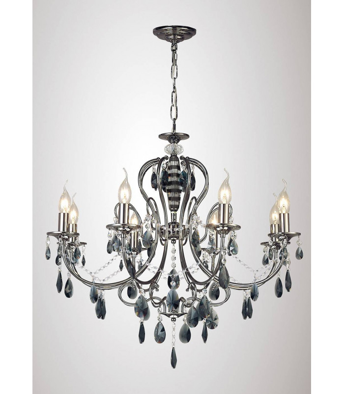 Luna crystal plafón 8 bombillas cromo negro / cristal