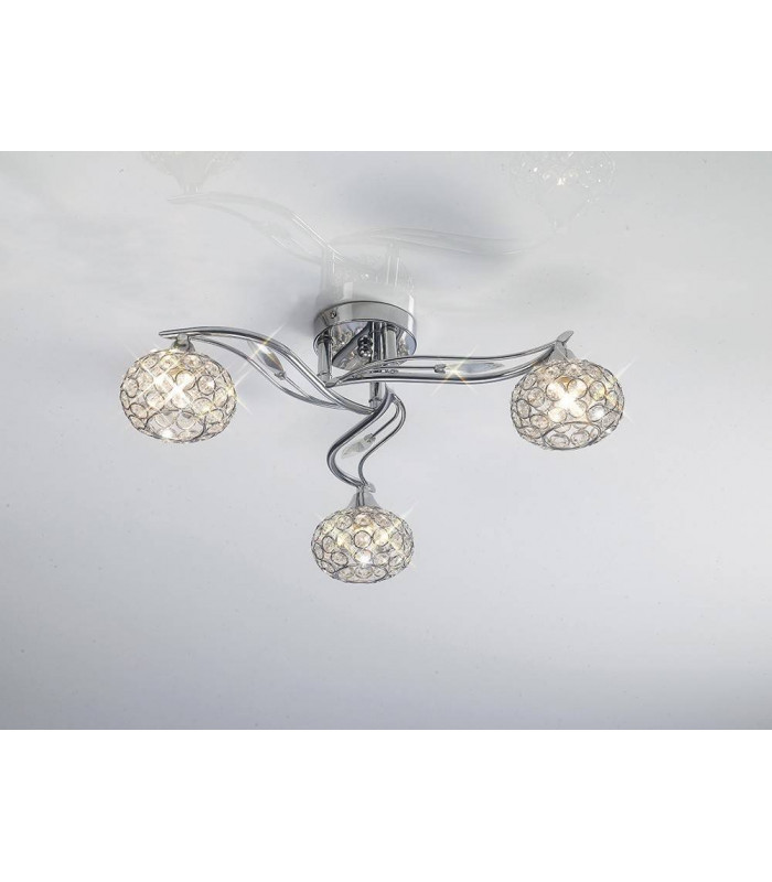 Lámpara de techo Leimo 3 Bombillas cromo pulido / cristal