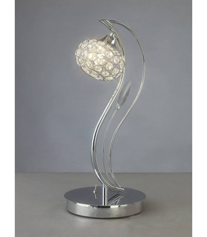 Lámpara de sobremesa Leimo 1 bombilla cromo pulido / cristal