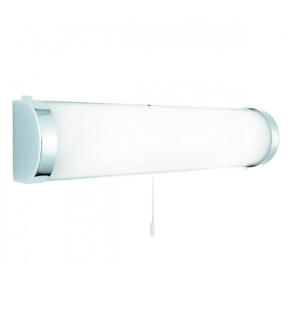 Lampada da parete lunga semicircolare per bagno, cromata e vetro