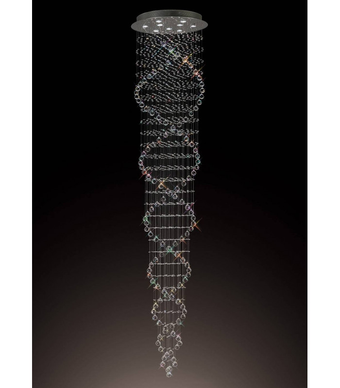 Colorado Tall Sacacorchos Suspensión 9 Bombillas cromo pulido / cristal altura 200 Cm
