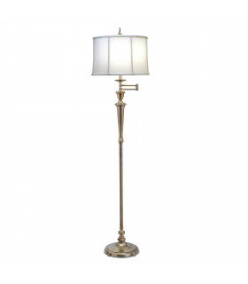 Lampada da terra Arlington, nichel antico, con paralume bianco sporco