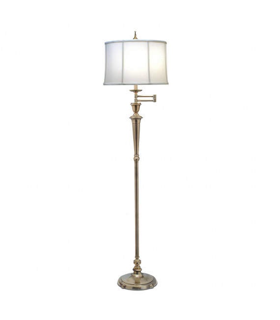 Arlington Stehlampe, antikes Nickel, mit cremefarbenem Schirm