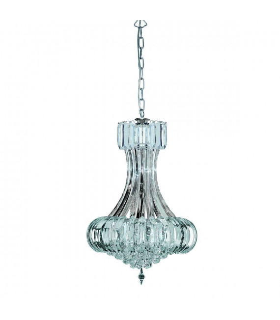 Lampada a sospensione 6 lampadine Sigma, in cromo e acrilico