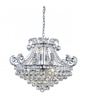 Lampada a sospensione a 6 luci Bloomsbury in cromo e cristallo