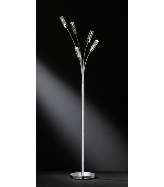 Lampada da terra MIDU cromata con 5 lampadine a LED