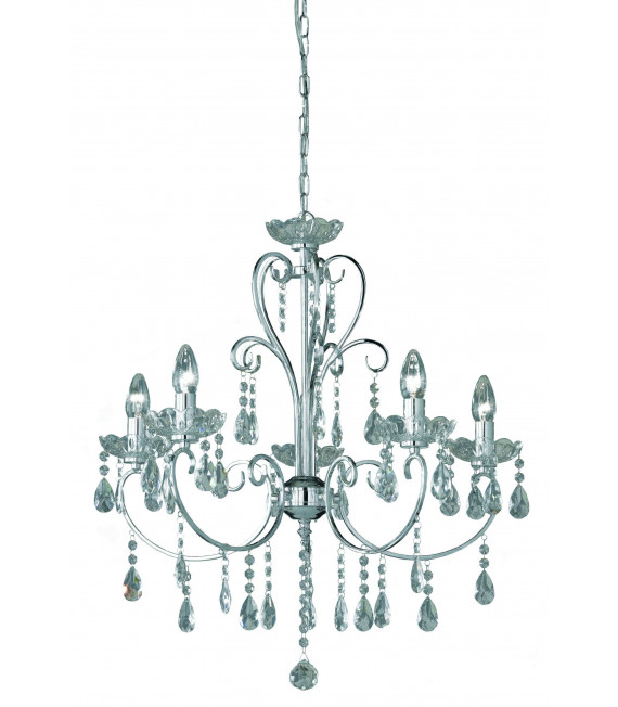 ARIZONA Chrom Pendelleuchte 5 Lampen