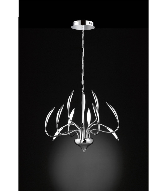 Lámpara colgante cromada HAMPTON 12 bombillas LED