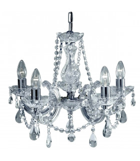Lámpara colgante Marie-Thérèse de 5 luces, en cromo y cristal