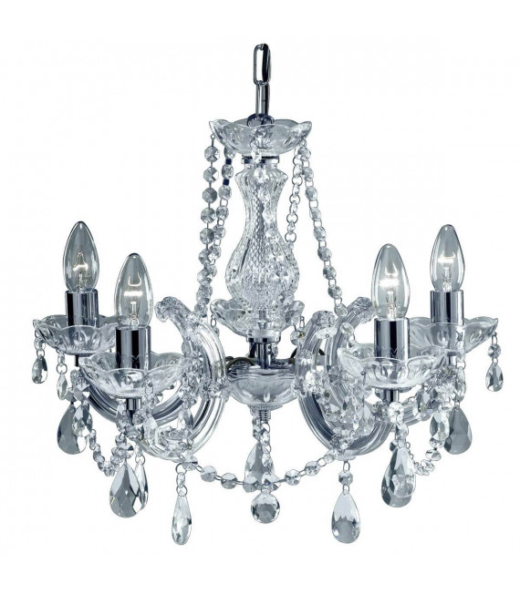 Lámpara colgante Marie-Thérèse de 5 luces, en cromo y cristal