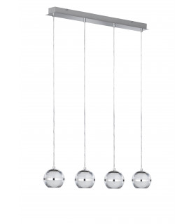 FULTON lampada a sospensione cromata 4 lampadine a LED