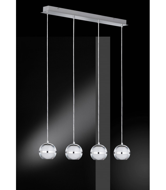 FULTON lampada a sospensione cromata 4 lampadine a LED