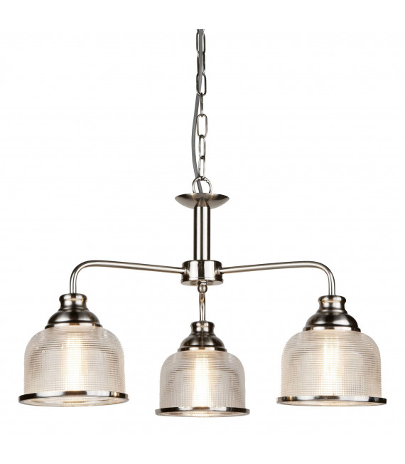 Bistrot II Pendelleuchte, Satin Silber und Glas, 1 Glühbirne