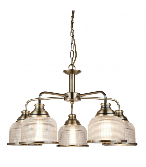 Lampada a sospensione Bistrot II, ottone antico e vetro, 3 lampadine