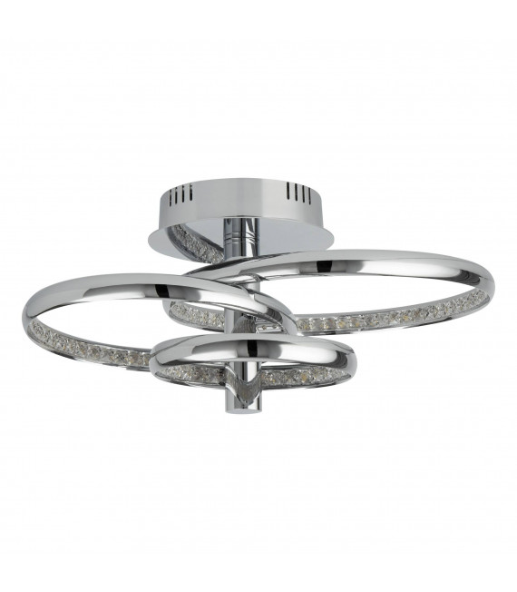 Wandleuchte Ringe, in Chrom und Kristall
