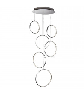 Anillos de luz de techo, en cromo y cristal, 3 anillos