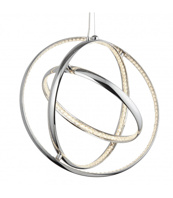 Lampada a sospensione Rings, in cromo e cristallo, 6 anelli