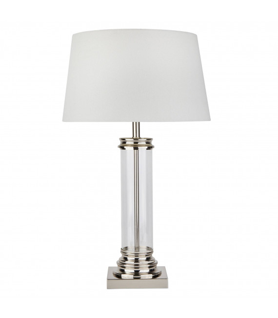 Lámpara de pedestal, latón antiguo y vidrio, con pantalla