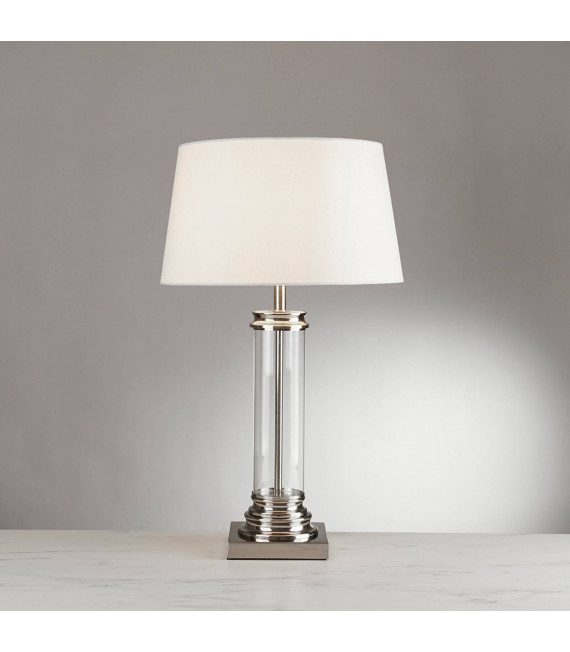 Lampe Pedestal, laiton antique et verre, avec abat-jour