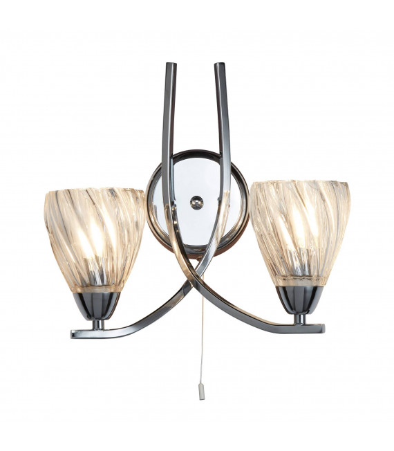 Wandleuchte 2 Lampen Ascona II, aus antikem Messing und Glas