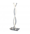 Lampe Pedestal, argent satiné et verre, avec abat-jour