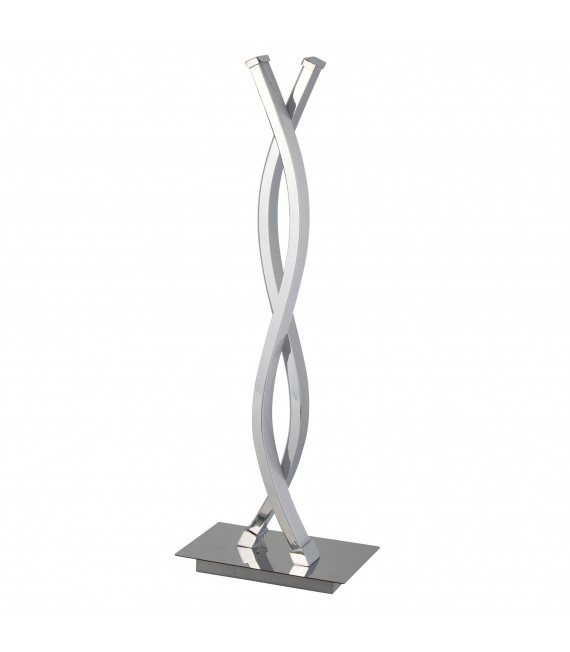 Lampe Pedestal, argent satiné et verre, avec abat-jour