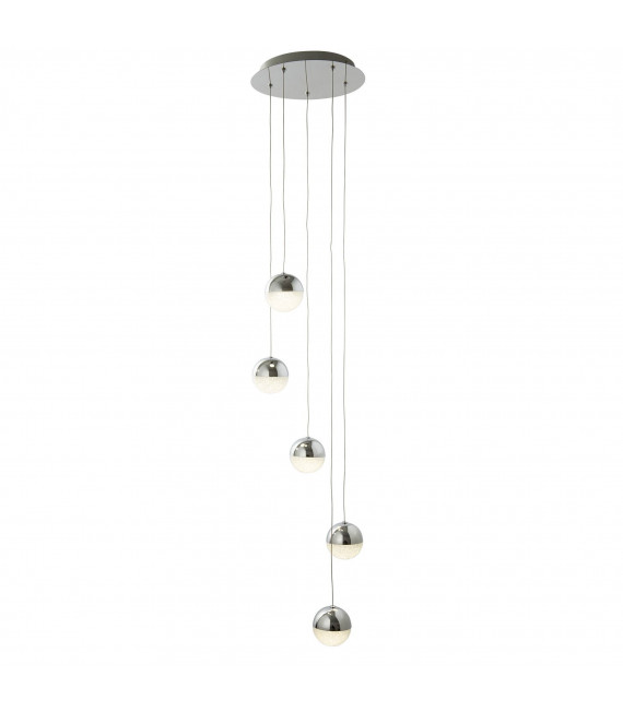 Suspension Marbles, chrome et verre, 1 ampoule
