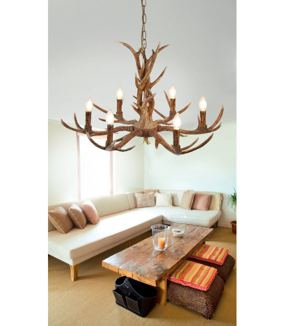 Lampada da parete per cervo, resina, 2 lampadine