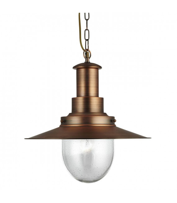 Fischer Pendelleuchte 40 cm, aus Kupfer und Glas
